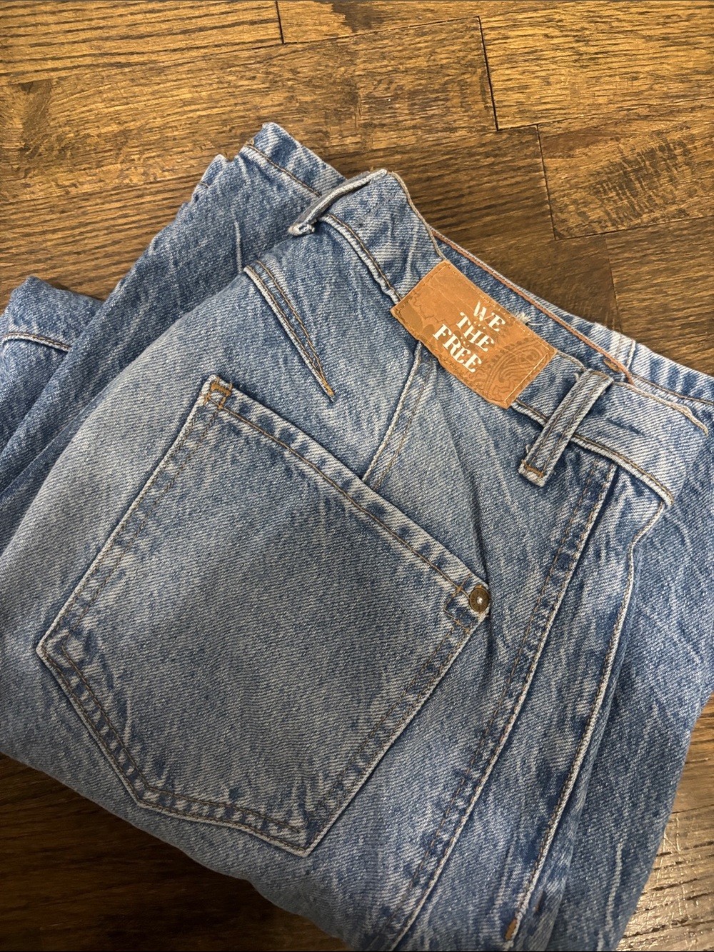 Free People Light Blue Wide Leg Jeans - Relaxed Vintage Wash - Picture 2 of 3